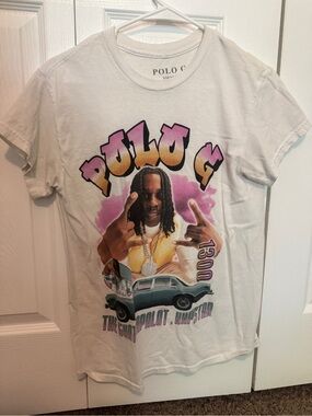Polo by Ralph Lauren White Graphic Short Sleeve Tee with Pink & Yellow Accents